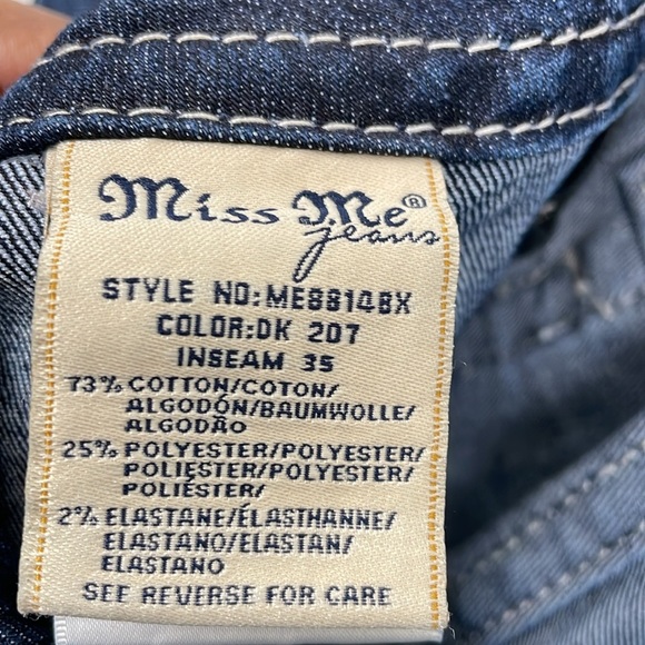 Miss Me Standard Boot Womens 30 Jeans Embroidered 5 Pocket Relaxed Blue Denim - Picture 7 of 9
